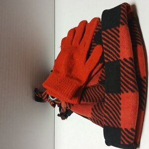 Sears Boys lumber jack hat set nwt black red